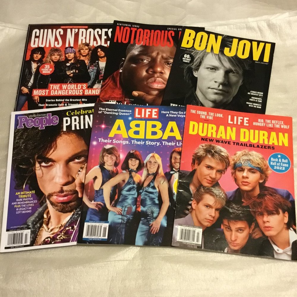 Lot of 6 Rock N Roll magazines - Guns N Roses, Duran Duran, ABBA, Bon Jovi, etc.